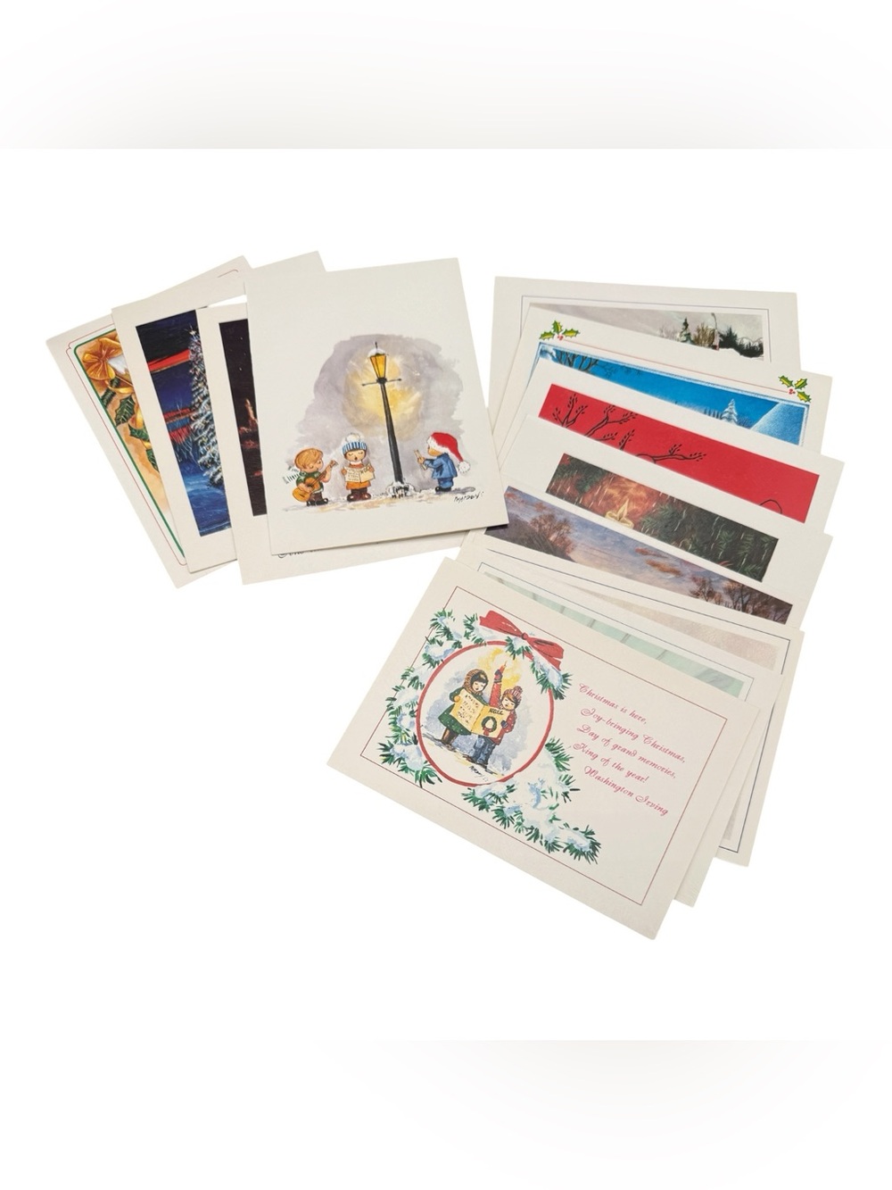Vintage Mouth-Painted Christmas Cards by Handicapped Artists- Lot of 12